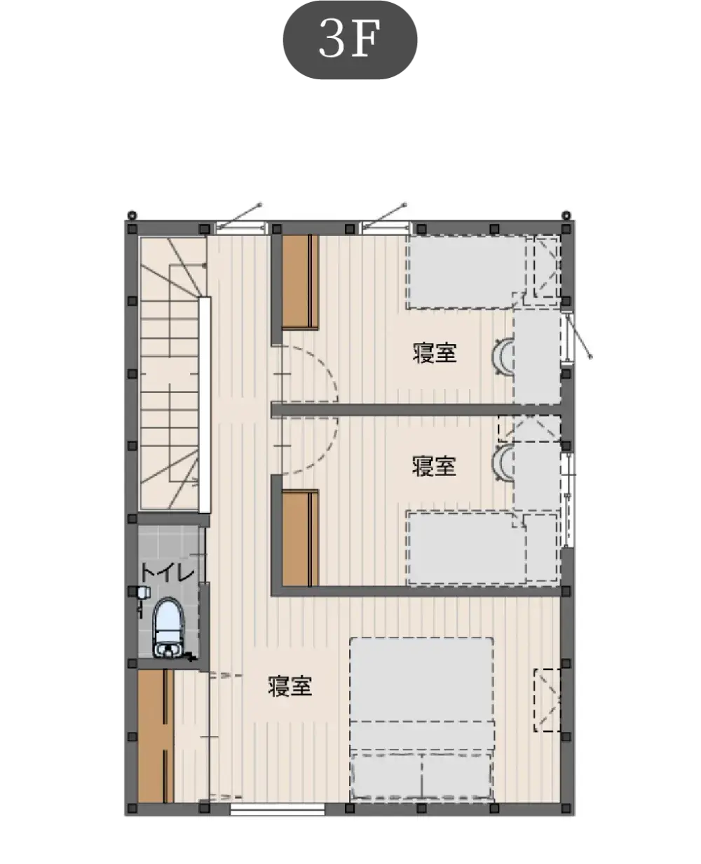 耐久の家 狭小地プランの間取り図（3）
