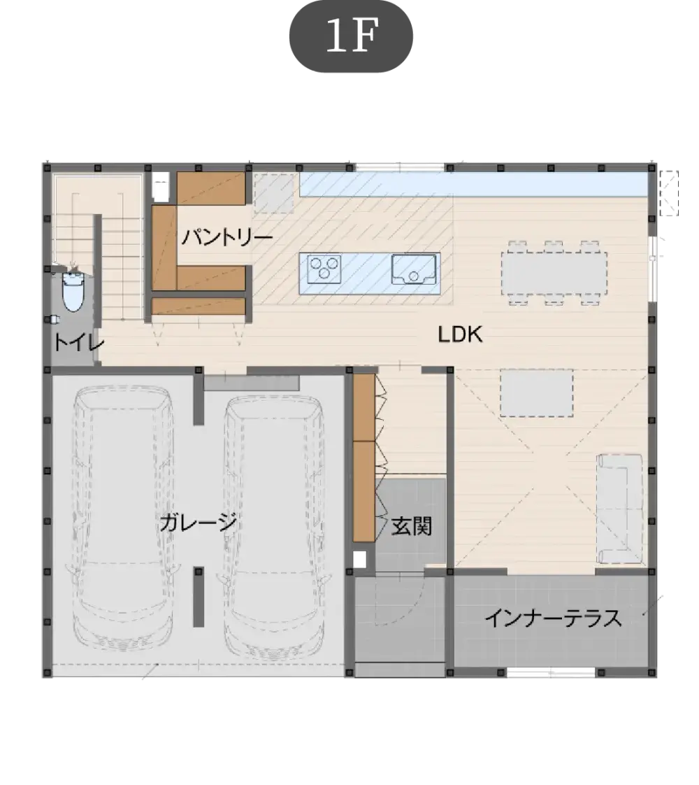 ビルトインガレージの家 プレミアムプランの間取り図（1）