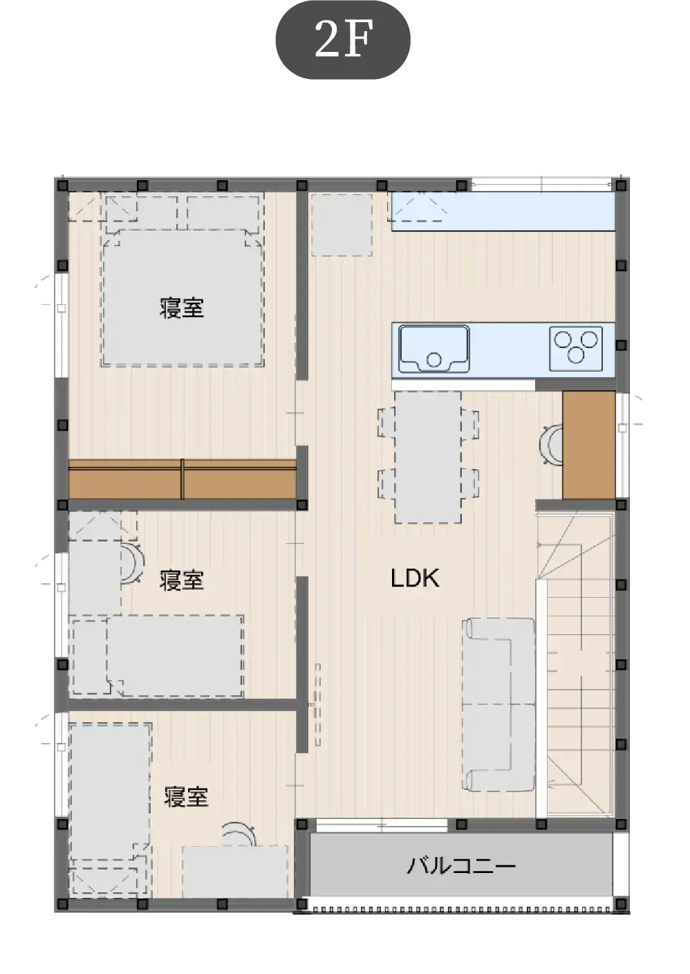 ビルトインガレージの家 狭小地プランの間取り図（2）