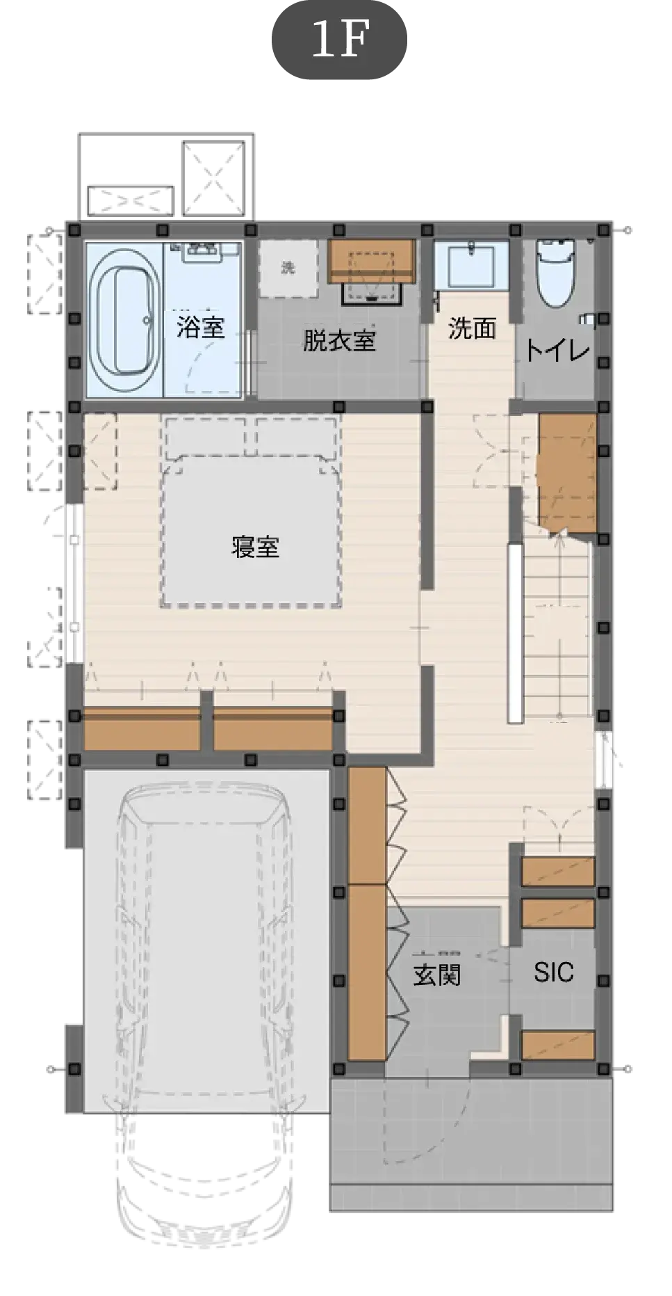 断熱の家 狭小地プランの間取り図（1）