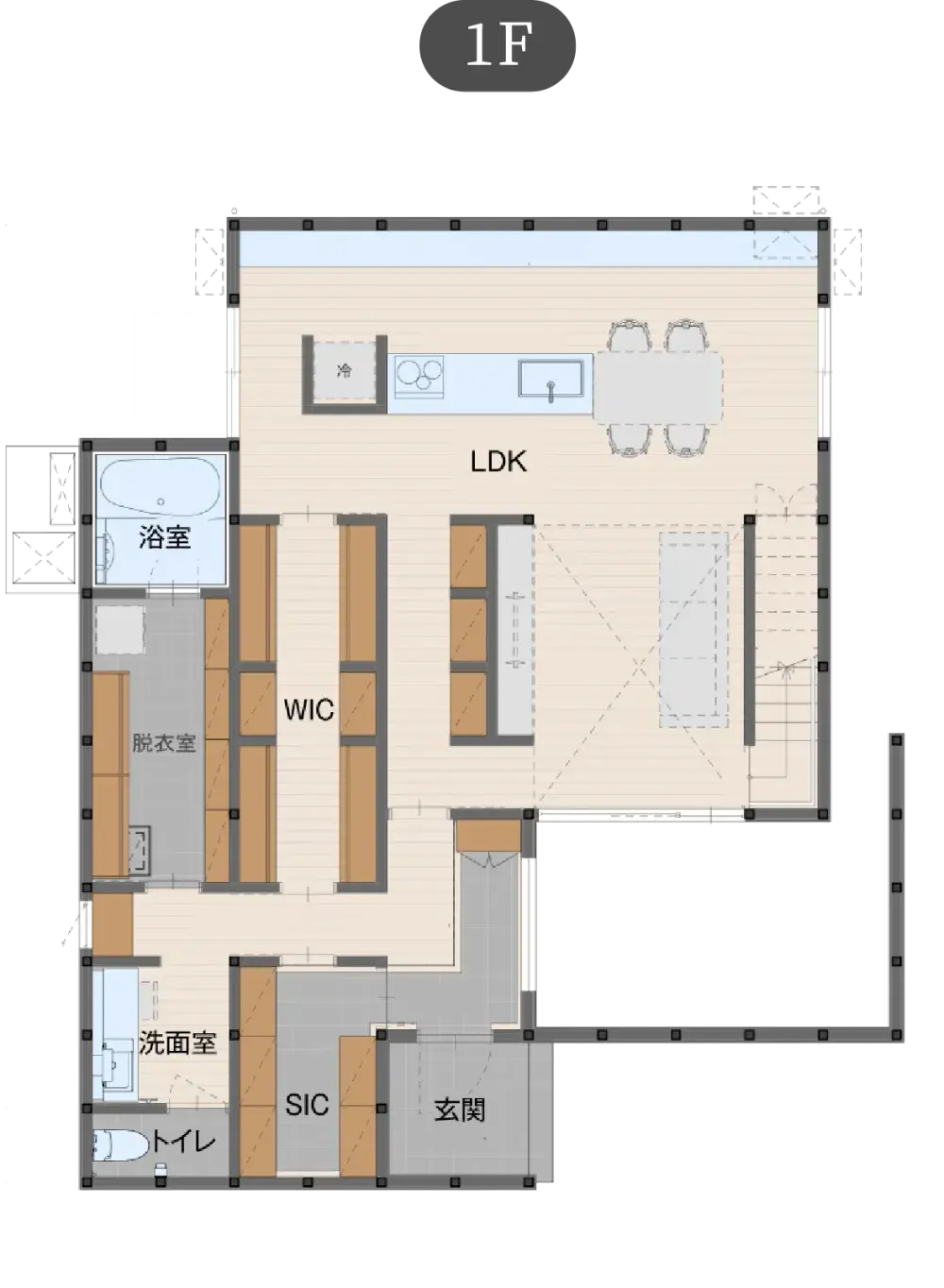 自由な箱の家 プレミアムプランの間取り図（1）