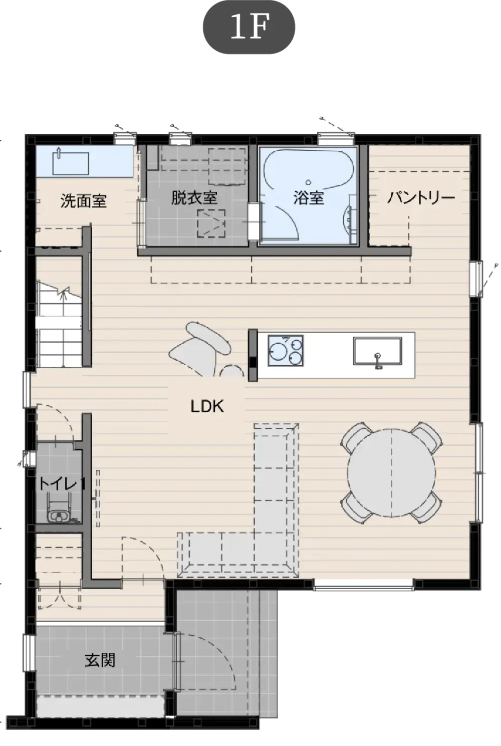自然素材の家 スタンダードプランの間取り図（1）