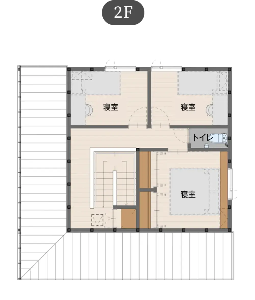 自然素材の家 狭小地プランの間取り図（2）