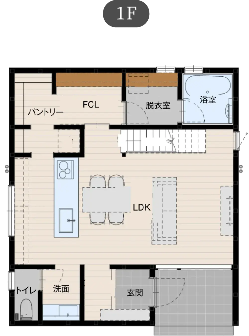 北欧スタイルの家 スタンダードプランの間取り図（1）