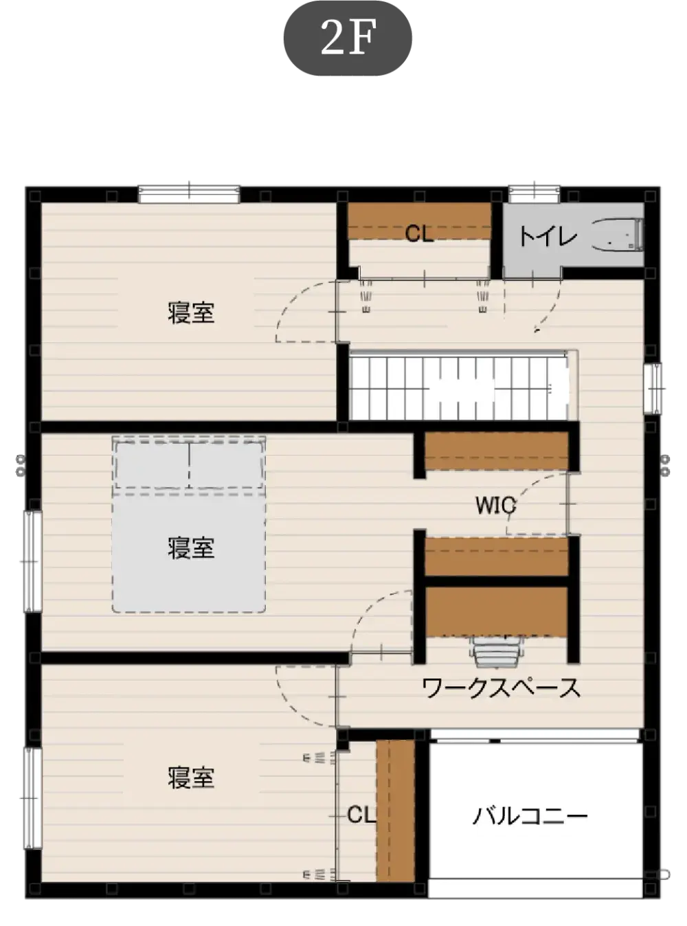 北欧スタイルの家 スタンダードプランの間取り図（2）