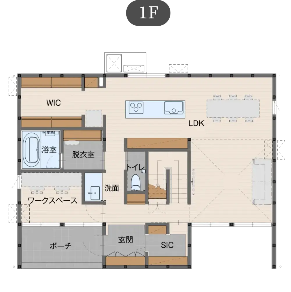 北欧スタイルの家 プレミアムプランの間取り図（1）
