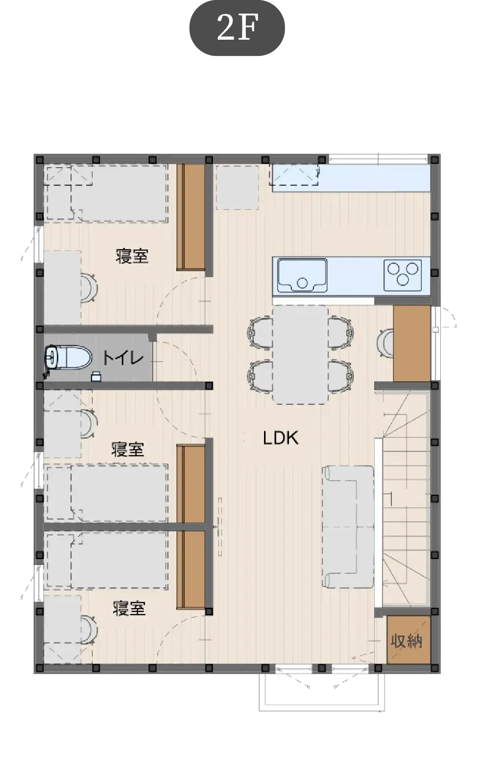 北欧スタイルの家 狭小地プランの間取り図（2）