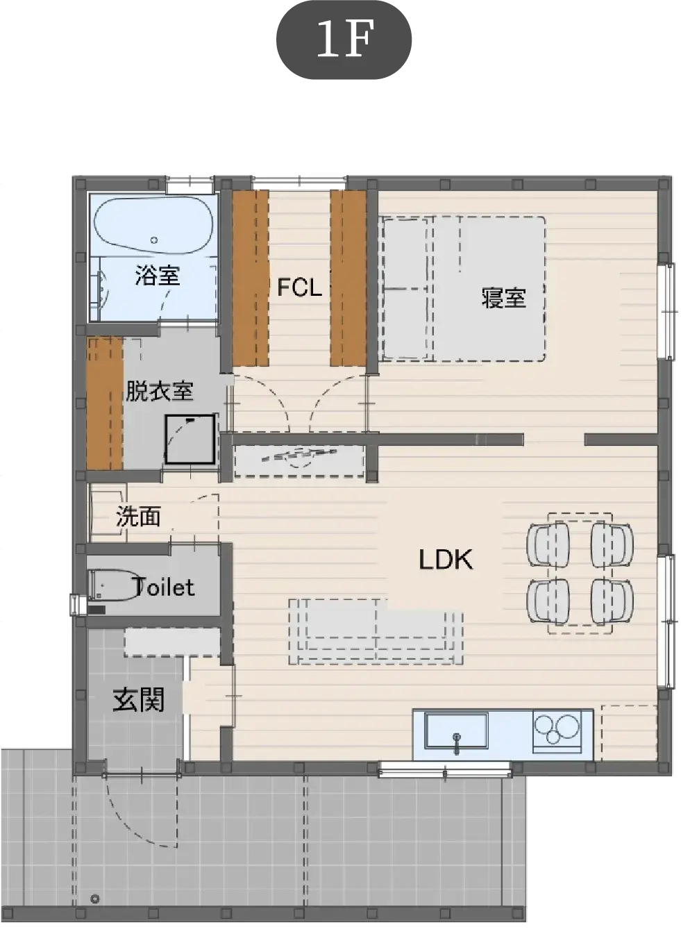 シンプルな平屋 スタンダードプランの間取り図