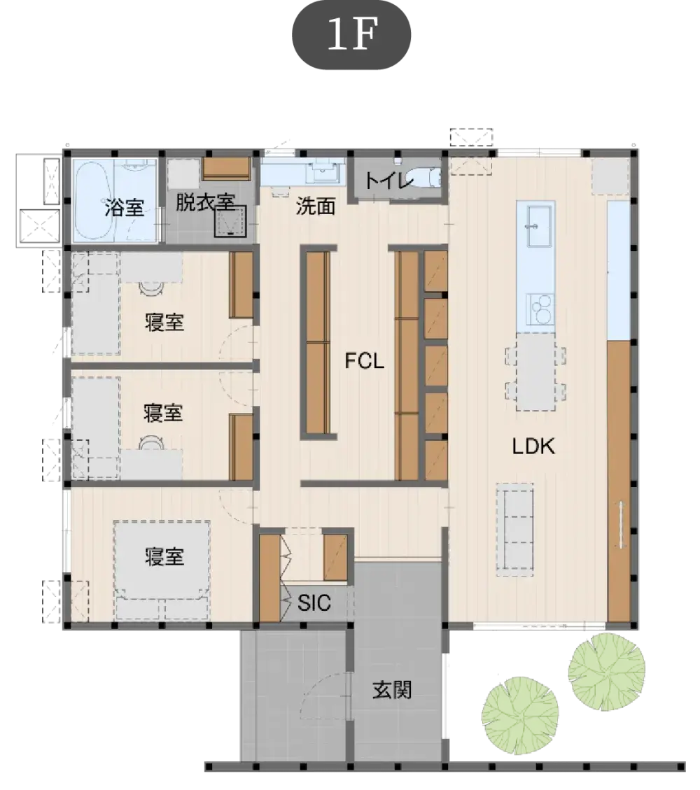 シンプルな平屋 プレミアムプランの間取り図