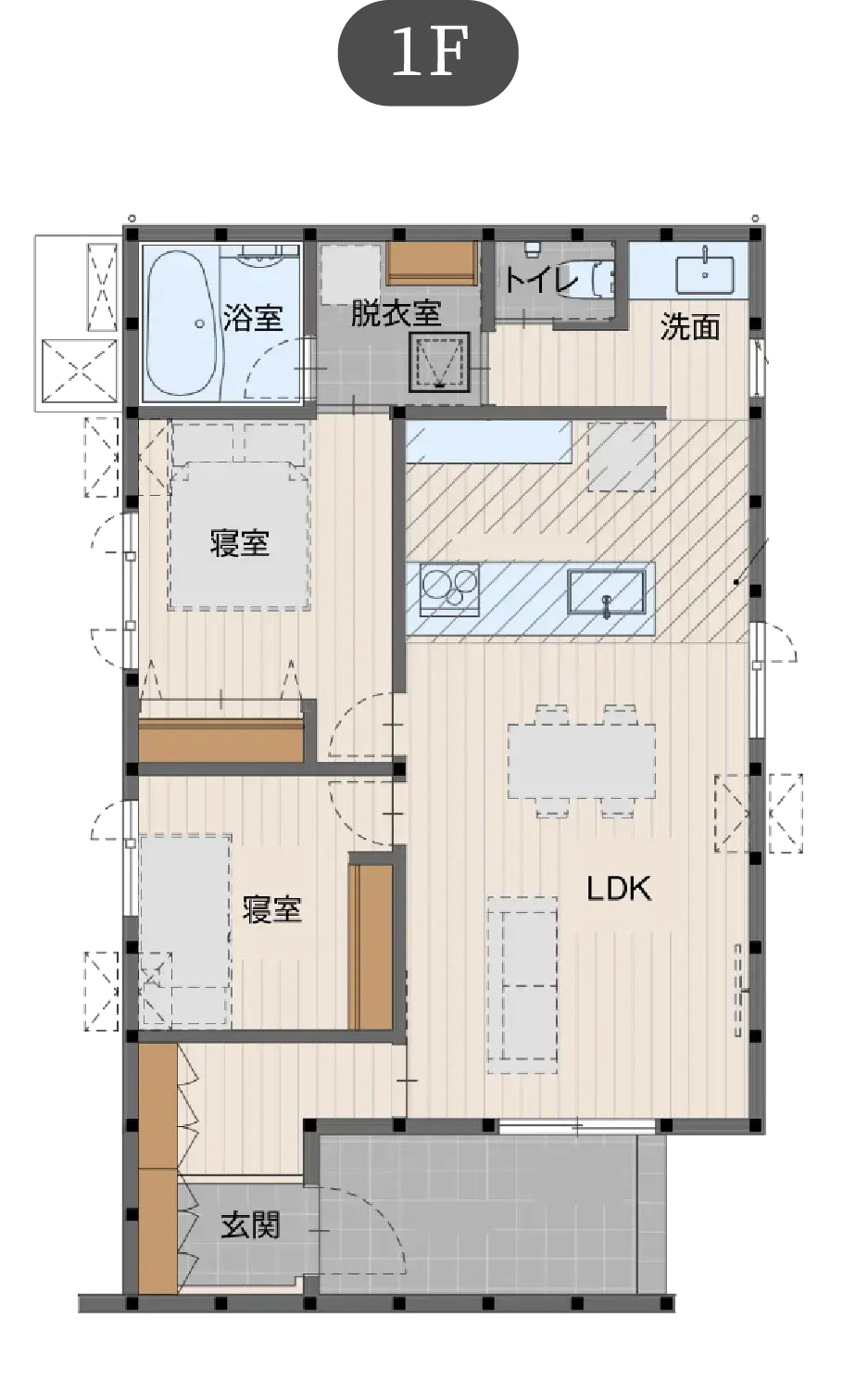 シンプルな平屋 狭小地プランの間取り図