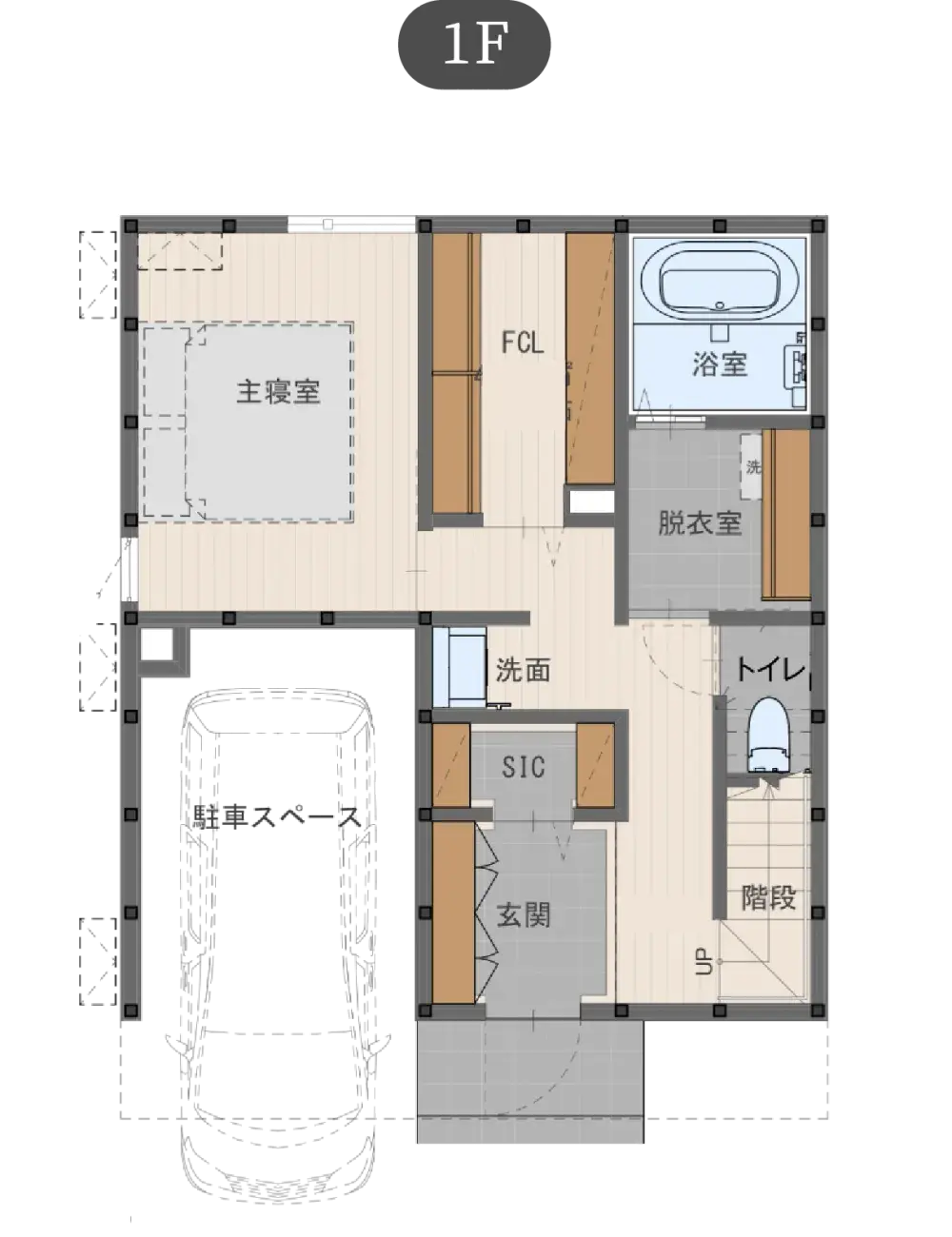 狭小の家 狭小地1プランの間取り図（1）