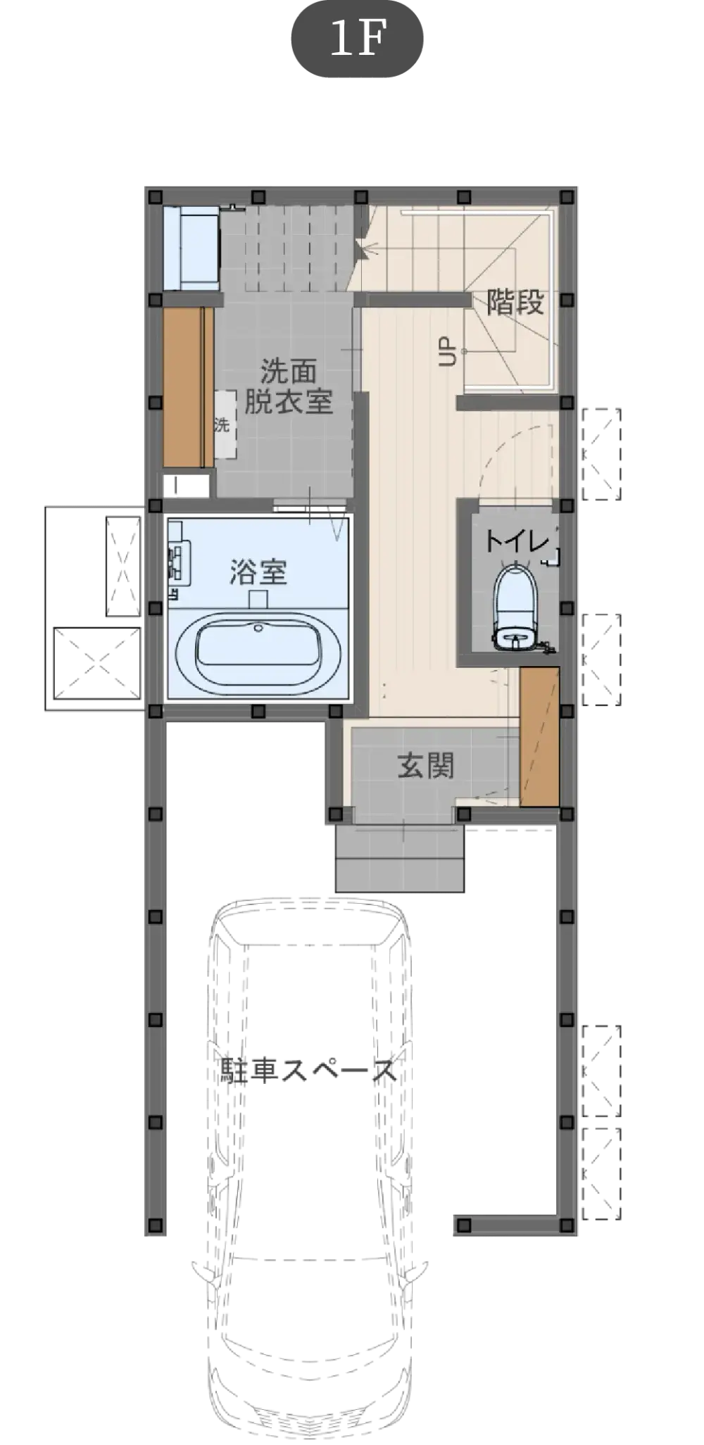 狭小の家 狭小地2プランの間取り図（1）