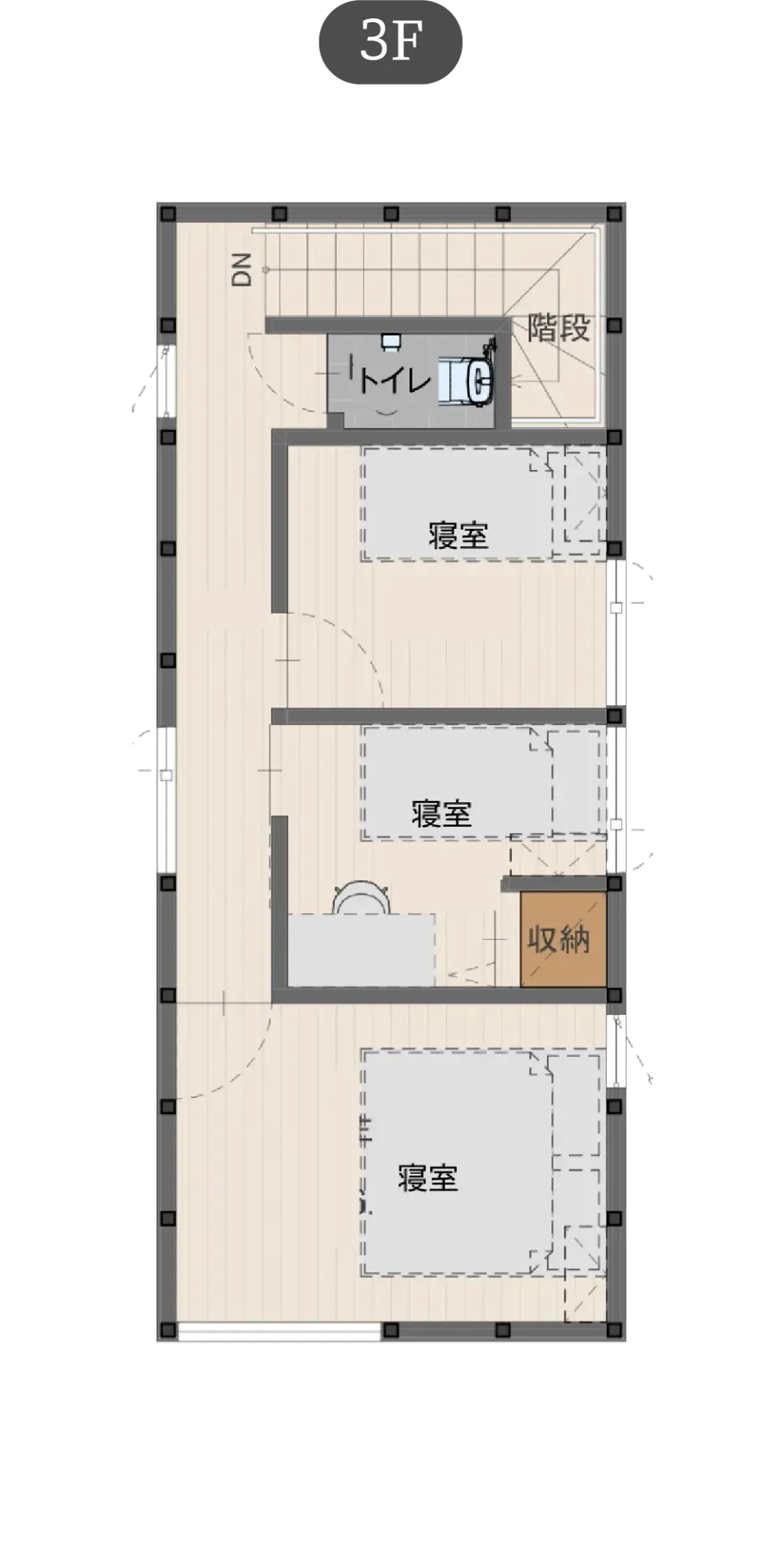 狭小の家 狭小地2プランの間取り図（3）