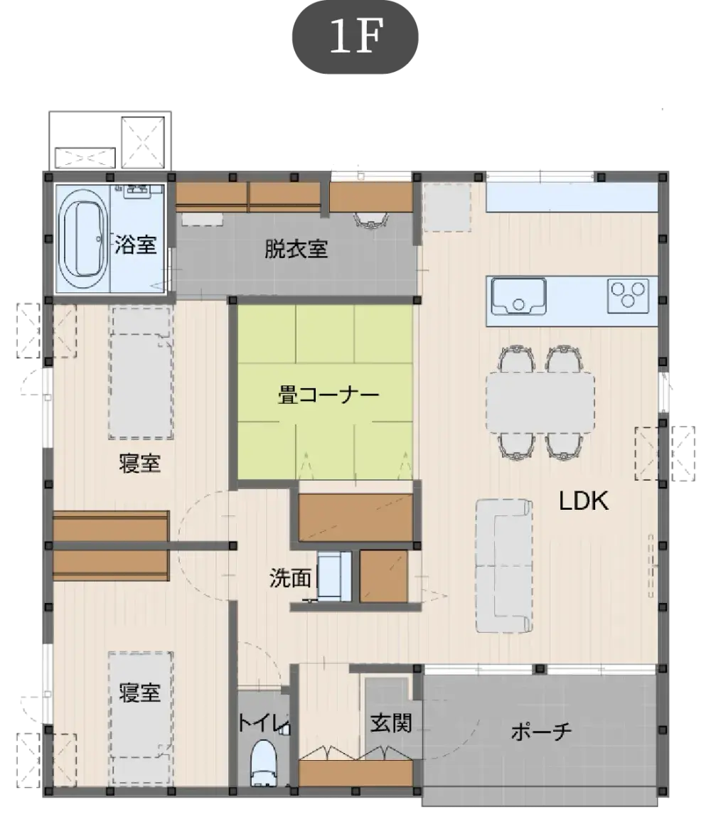 ふたりの平屋 平屋プランの間取り図