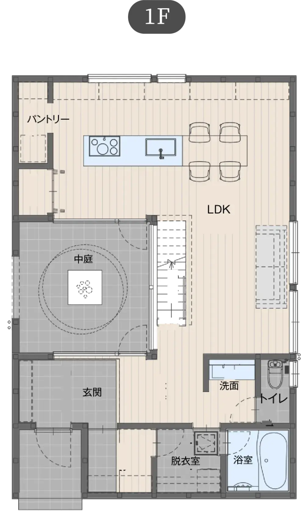 中庭のある家 スタンダードプランの間取り図(1)